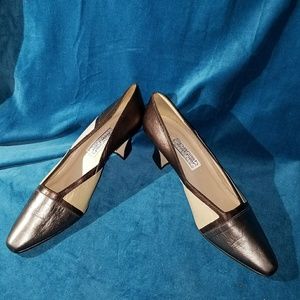 Sergio Zelcer Copper, Silver and Cream Heels